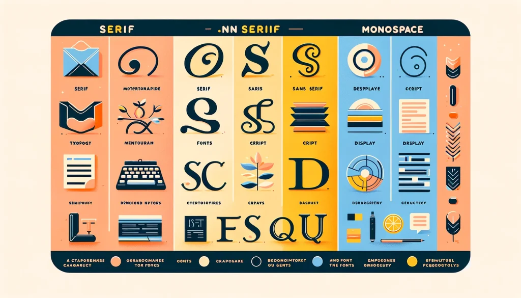 Infografía con las cinco categorías de tipografías