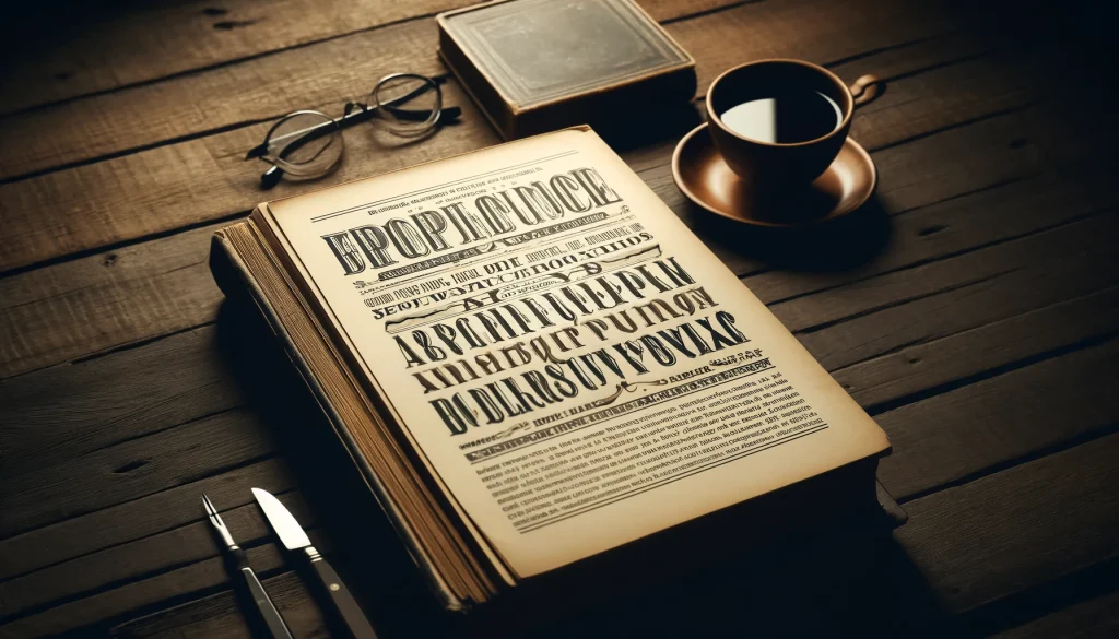 Libro antiguo con tipografía serif clásica